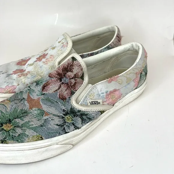 Vans Classic Slip On Floral Tapestry Sneaker Shoes Womens Size 10.5 Pre Owned