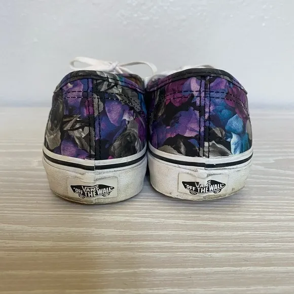 Vans Digi Floral Black &amp; Purple Skate Shoe Sneaker Size 8 Women’s 6.5 Me…