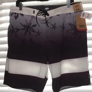 💙VANS ERA BOARDSHORT SWIM SHORTS BLACK/WHITE NEW