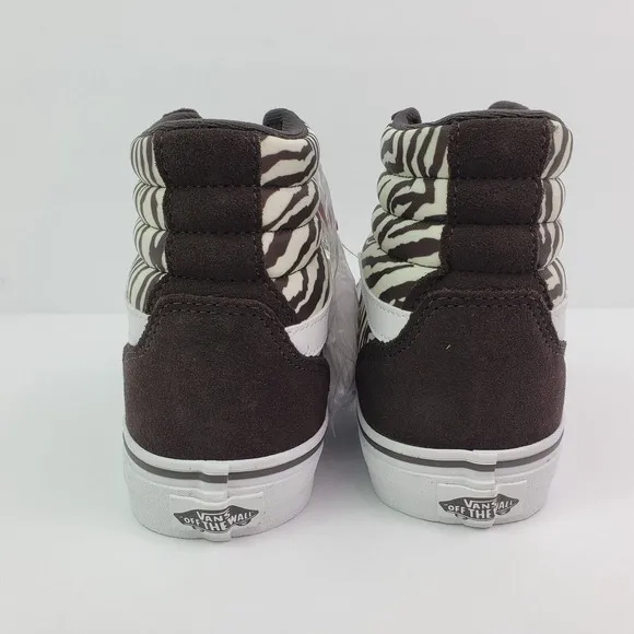 Vans Filmore Sk8 HI Womens Size 8.5 Satin Tiger Brown White Skate Sneaker Shoes