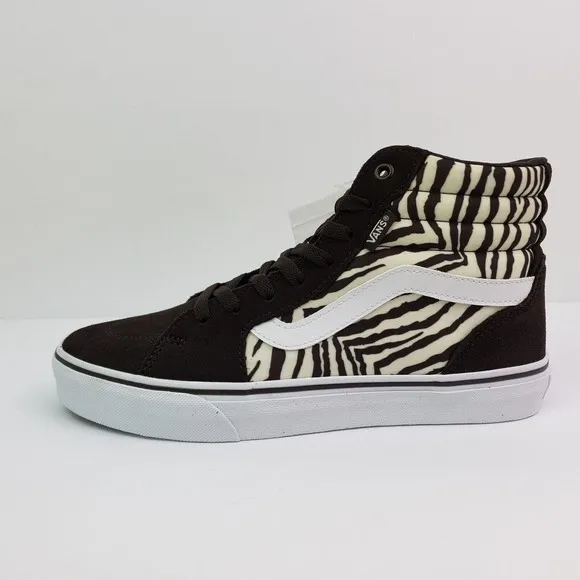 Vans Filmore Sk8 HI Womens Size 8.5 Satin Tiger Brown White Skate Sneaker Shoes