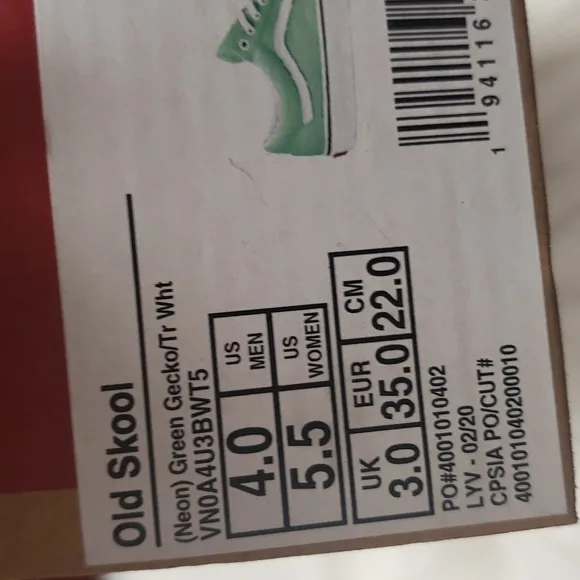 Vans  green and white old skool neon