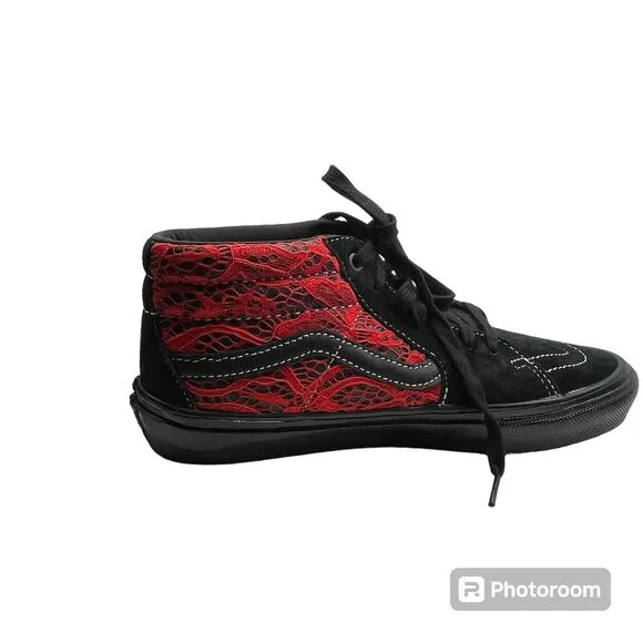 VANS Grosso Mid Premier 3D Skate‎ Shoes Sz 8.5 Unisex Red Lace/Black