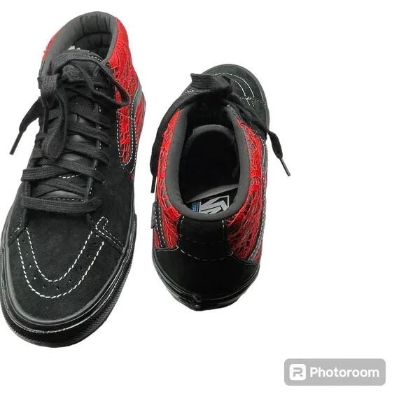 VANS Grosso Mid Premier 3D Skate‎ Shoes Sz 8.5 Unisex Red Lace/Black