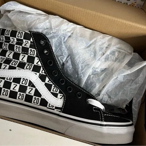 VANS High Tops Black White RARE Zappos 20th Anniversary Womens 9 Mens 7.5 NEW