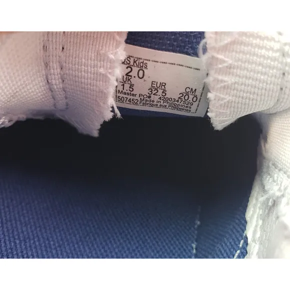 Vans Kinds Girls Size 2Y Navy True White Denim Patchwork Classic Slip On Shoes