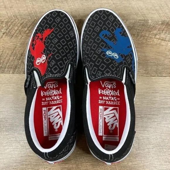 Vans Krooked By Natas For Ray Barbee Slip On Skate Shoes Mens 8.5 Womens 10 NEW