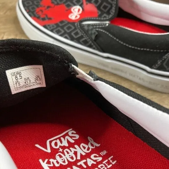Vans Krooked By Natas For Ray Barbee Slip On Skate Shoes Mens 8.5 Womens 10 NEW