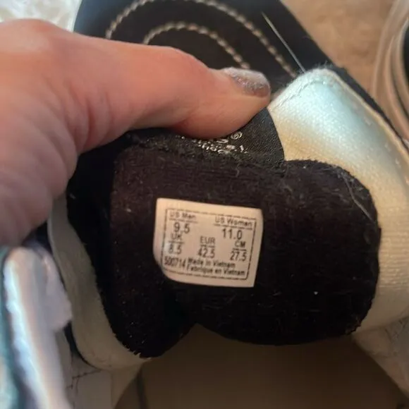 Vans leather blur checker high tops, black and white M9.5  W11