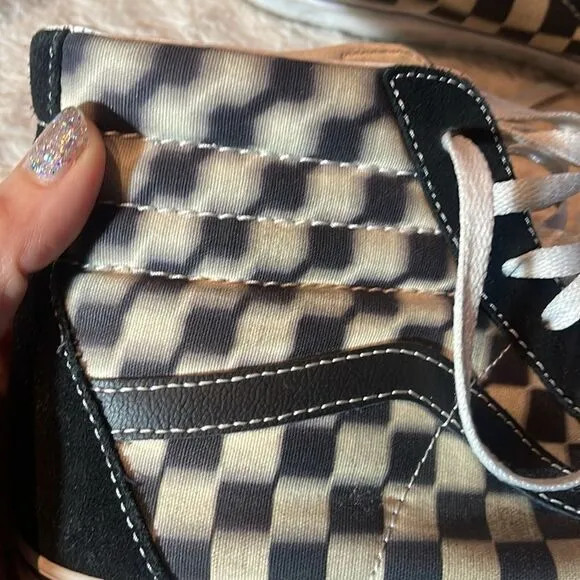 Vans leather blur checker high tops, black and white M9.5  W11