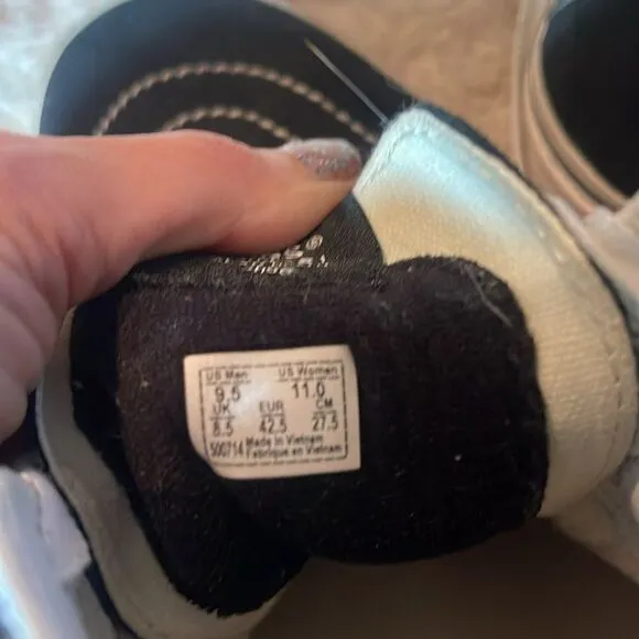 Vans leather blur checker high tops, black and white M9.5  W11
