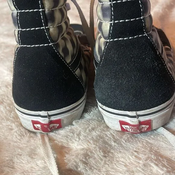 Vans leather blur checker high tops, black and white M9.5  W11