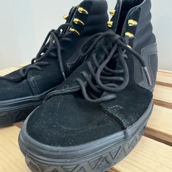 Vans Marvel Black Panther Sk8‎ Hi Womens Size 6 Black Suede Sneakers Shoes