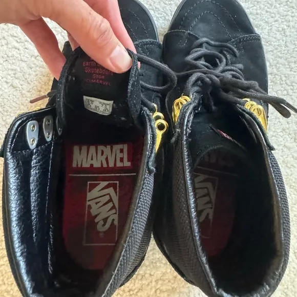 Vans Marvel Black Panther Sk8‎ Hi Womens Size 6 Black Suede Sneakers Shoes