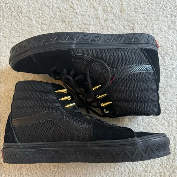 Vans Marvel Black Panther Sk8‎ Hi Womens Size 6 Black Suede Sneakers Shoes