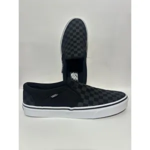 Vans Men Size 9.5 Asher Black Checkerboard Slip On Shoes