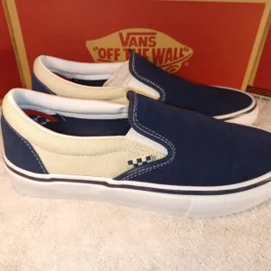 Vans Men's 7/Women's 8.5 Slip On Pro Suede Skate Shoes Blue/True White