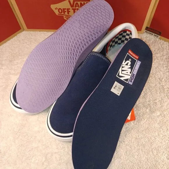 Vans Men's 7/Women's 8.5 Slip On Pro Suede Skate Shoes Blue/True White