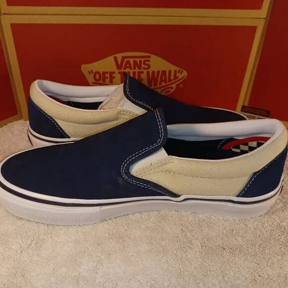 Vans Men's 7/Women's 8.5 Slip On Pro Suede Skate Shoes Blue/True White
