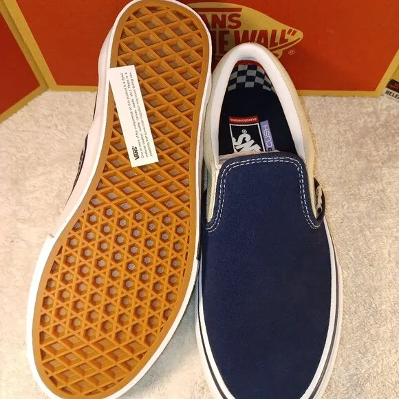 Vans Men's 7/Women's 8.5 Slip On Pro Suede Skate Shoes Blue/True White