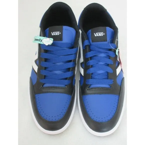 Vans Men's Lowland Cc Leather Two Tone Skate Shoes Black True Blue White NWT