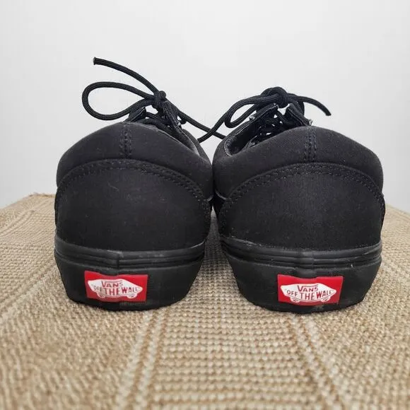 VANS Old Skool Black Skate Shoes Size 10.5 *Wide Low Top Monochromatic