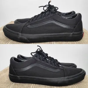 VANS Old Skool Black Skate Shoes Size 10.5 *Wide Low Top Monochromatic