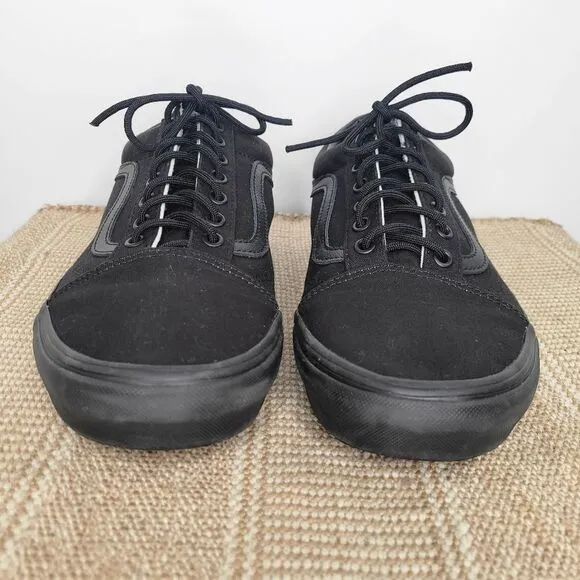 VANS Old Skool Black Skate Shoes Size 10.5 *Wide Low Top Monochromatic