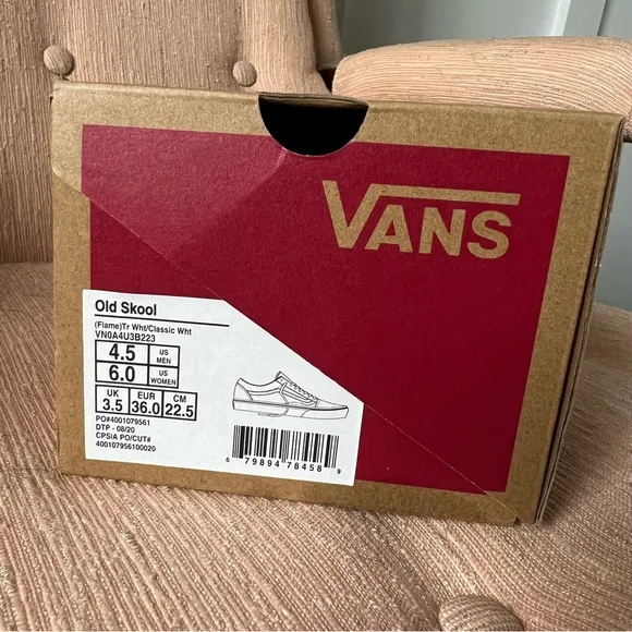 Vans Old Skool classic white skate shoes flame detail mens womens unisex sizes