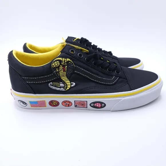 VANS Old Skool Cobra Kai Black Low Shoes Skate Canvas‎ Sneakers Women 9 Men 7.5