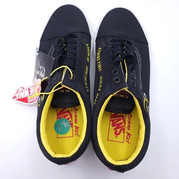 VANS Old Skool Cobra Kai Black Low Shoes Skate Canvas‎ Sneakers Women 9 Men 7.5