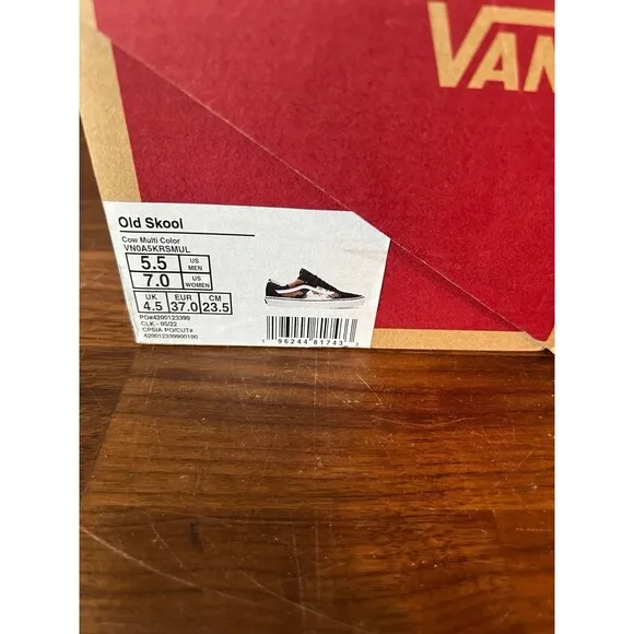 Vans Old Skool Cow Pattern Brown Blk Skate Shoes Unisex Adults Men 5.5 women 7