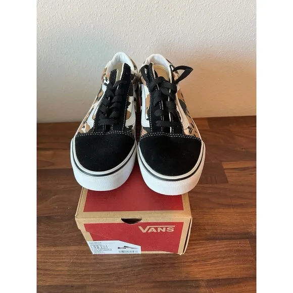 Vans Old Skool Cow Pattern Brown Blk Skate Shoes Unisex Adults Men 5.5 women 7