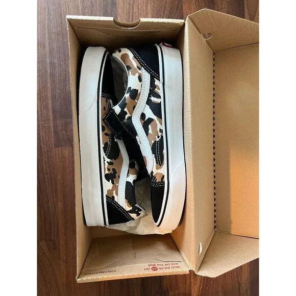 Vans Old Skool Cow Pattern Brown Blk Skate Shoes Unisex Adults Men 5.5 women 7
