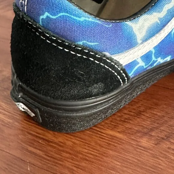 Vans Old Skool Lightning Black &amp;‎ Blue Skate Shoes Sz 6 Men 7.5 Women
