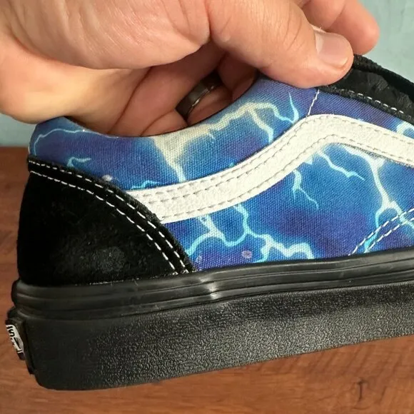 Vans Old Skool Lightning Black &amp;‎ Blue Skate Shoes Sz 6 Men 7.5 Women