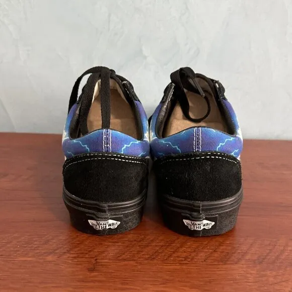 Vans Old Skool Lightning Black &amp;‎ Blue Skate Shoes Sz 6 Men 7.5 Women