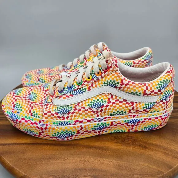Vans Old Skool Pride Shoes Men 9.5 Multicolor Platform Low Top Athletic Sneakers