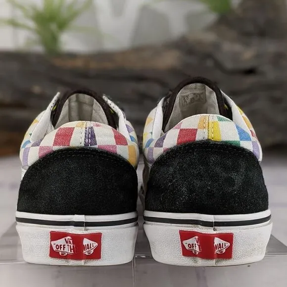 Vans Old Skool Rainbow Checkerboard Skate Shoes Sneakers