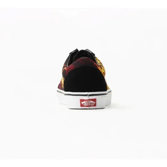 VANS OLD SKOOL SAMURAI RISING Flames Black Red Mens Skate Shoes- M 8.5- W 10