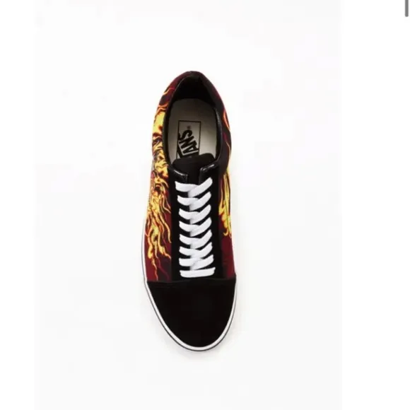 VANS OLD SKOOL SAMURAI RISING Flames Black Red Mens Skate Shoes- M 8.5- W 10