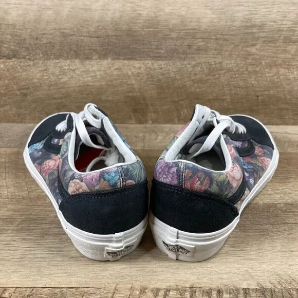VANS Old Skool Trainers Moody Floral Lace Up Skate Gray Suede Womens 9.5 NEW