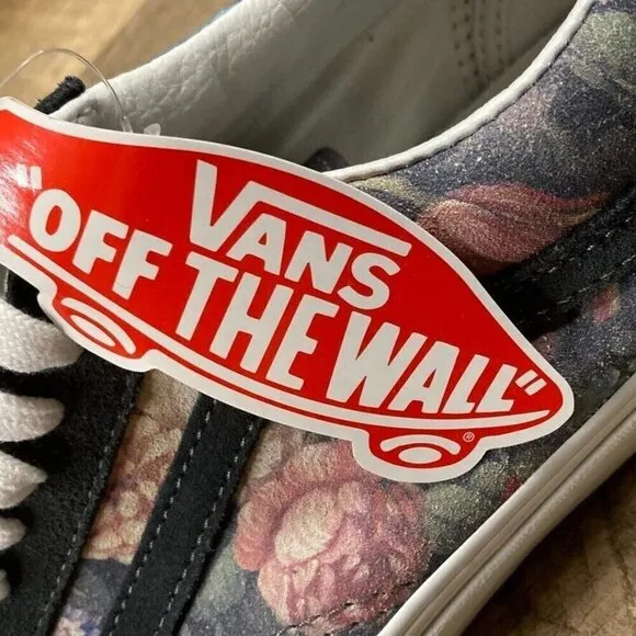 VANS Old Skool Trainers Moody Floral Lace Up Skate Gray Suede Womens 9.5 NEW