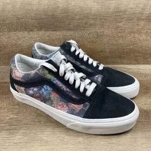 VANS Old Skool Trainers Moody Floral Lace Up Skate Gray Suede Womens 9.5 NEW