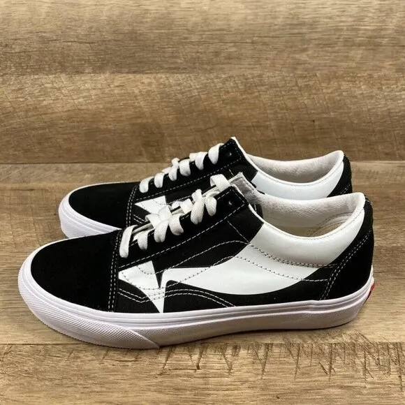 VANS Old Skool Warp Black True White Sneaker Skate Shoes Mens 5.5 Womens 7 NEW