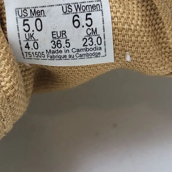 Vans Peace Paisley VN0A5KRDATI Women' Shoes Size 6.5 Beige Skate Sneaker Shoes