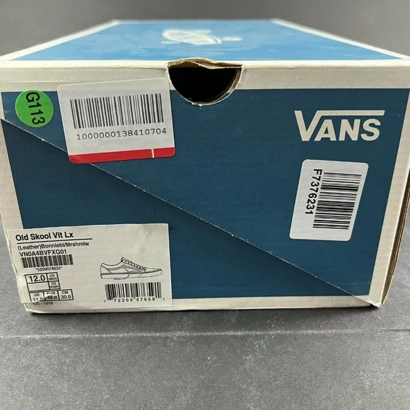 VANS Shoe Men Old Skool Vault Leather White Bonnie Blue Sneaker VN0A4BVFXG01
