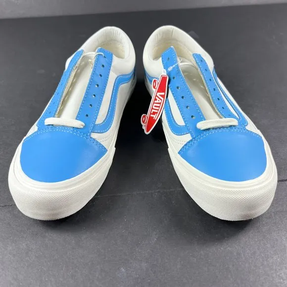VANS Shoe Men Old Skool Vault Leather White Bonnie Blue Sneaker VN0A4BVFXG01