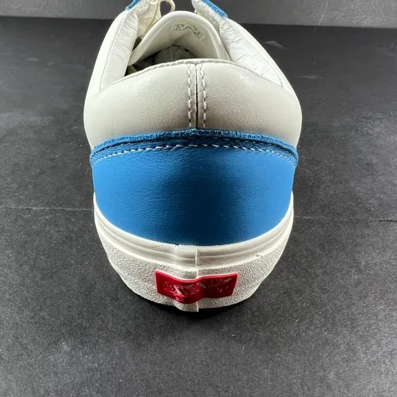 VANS Shoe Men Old Skool Vault Leather White Bonnie Blue Sneaker VN0A4BVFXG01
