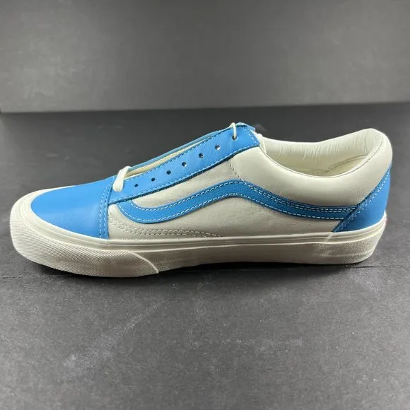 VANS Shoe Men Old Skool Vault Leather White Bonnie Blue Sneaker VN0A4BVFXG01